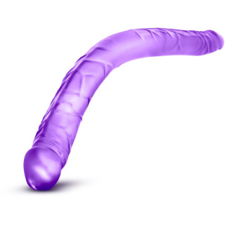 Double dildo jelly violet 40,6xØ3,7cm veinée, souple et gros glands
