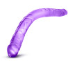 Double dildo jelly violet 40,6xØ3,7cm veinée, souple et gros glands