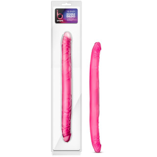 Double dildo jelly rose 40,6xØ3,7cm et son emballage