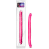 Double dildo jelly rose 40,6xØ3,7cm et son emballage