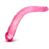 Double dildo jelly rose 40,6xØ3,7cm flexible et délicieusement nervuré