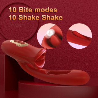 Vibro rabbit Liptaps 13x3,6cm rouge 10 modes pour la langue et pareil pour taper le point G