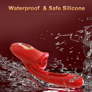 Vibro rabbit Liptaps 13x3,6cm rouge résiste à l'eau et vibre en profondeur