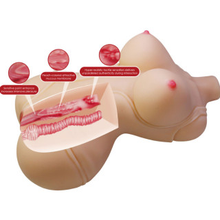 Torse féminin chair réaliste vagin et anus Diana 5kg tunnels texturés et plaisir maximum