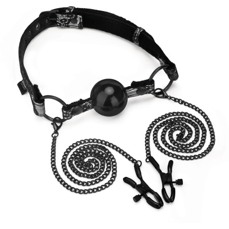 Baillon réglable avec pinces tétons sur chaînes