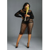 Robe midi résille noire manches longues XL-XXL avec sublimes ajourées