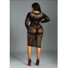 Robe midi résille noire manches longues XL-XXL provocante