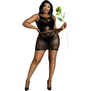 Robe résille noire motif papillon XL-XXL divinement sensuelle