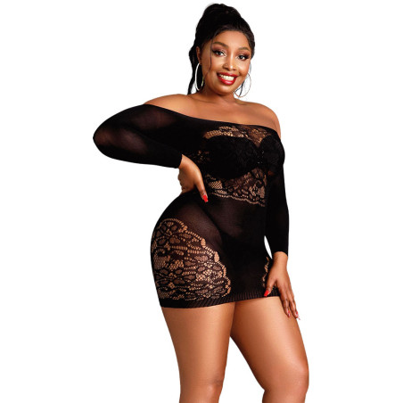 Robe résille noire manches longues XL-XXL