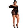 Robe résille noire manches longues XL-XXL ajourés hyper sexy