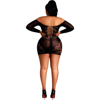 Robe résille noire manches longues XL-XXL de dos