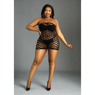 Robe bustier épaisse résille noire XL-XXL