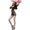 Robe asymétrique résille noire S-L