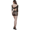 Robe asymétrique résille noire S-L dos effet 2 pièces