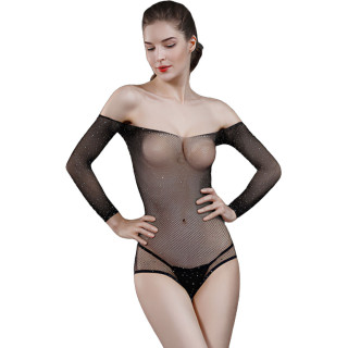 Body résille micro strass manches longues S-L
