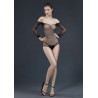 Body résille micro strass manches longues S-L scintillants