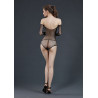 Body résille micro strass manches longues S-L dos arrondi