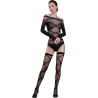 Ensemble voile élasthanne body manches longues et bas S-L effet laçage