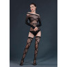 Ensemble voile élasthanne body manches longues et bas S-L effet soutien-gorge et string