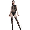 Ensemble voile élasthanne body et bas S-L effet caraco et laçage