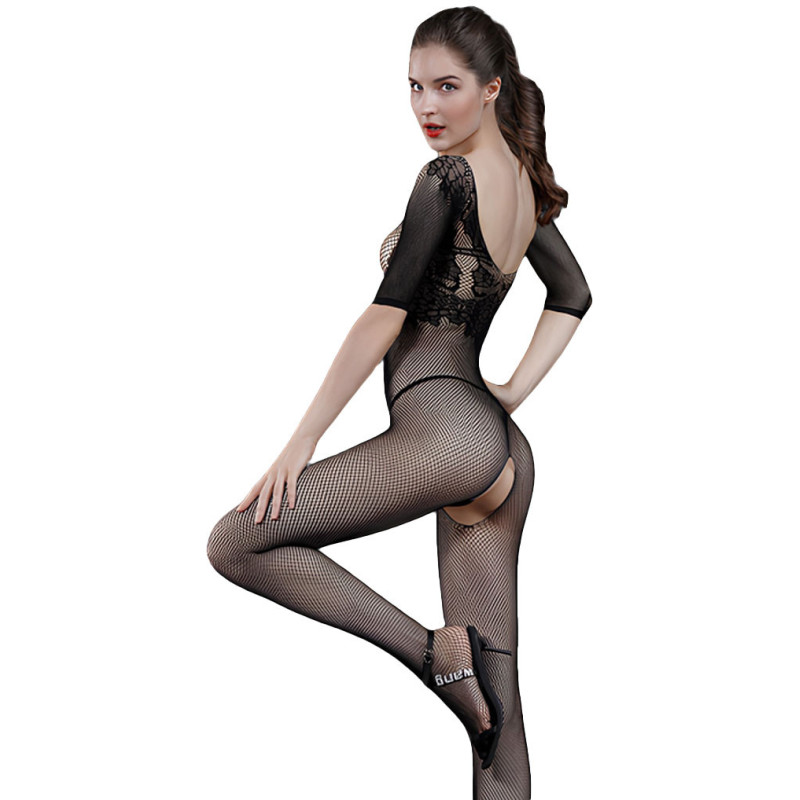 Catsuit résille manches ouvert entre jambes S-L
