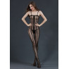 Catsuit résille rayures ouvert entre jambes S-L géométrique et sexy
