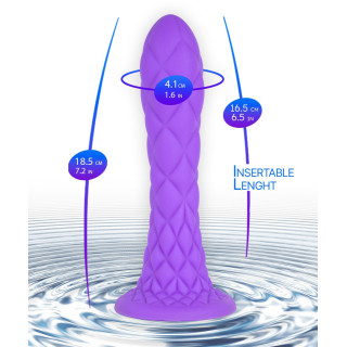 Gode Ventouse DREAMY Fantasy Line Silicone Liquide Violet 7" anal ou vaginal
