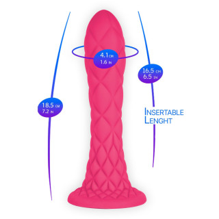 Gode Ventouse DREAMY Fantasy Line Silicone Liquide Rose 7" dimensions