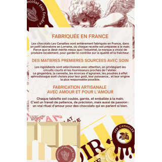Tablette de chocolat aphrodisiaque noir intense 100g fabrication française