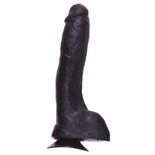 Gode ventouse noir 24cm "SO REAL" avec bourses