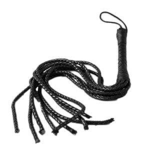 Fouet cuir 9 lanières tressées noir