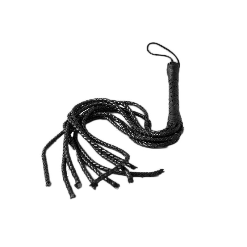 Fouet cuir 9 lanières tressées noir