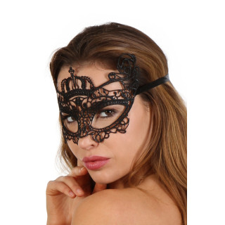 Masque Queen noir ouvragé en crochet amidonné