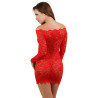 Robe manches longues rouge dentelle L-XL