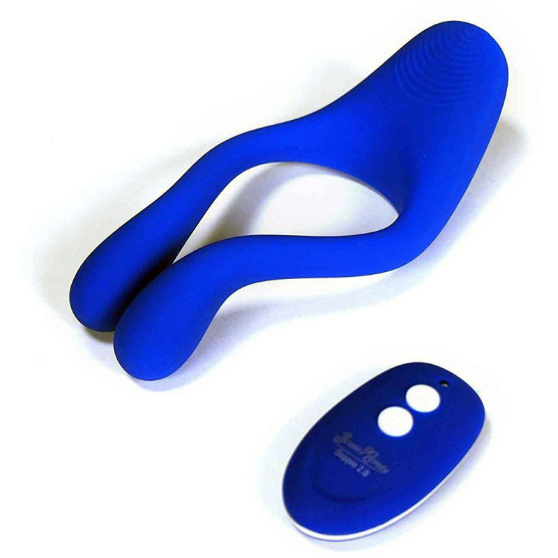 Masturbateur couple télécommande bleu rechargeable