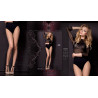 Collant nude chair motifs noirs baroque S-M