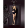 Collant nude chair motifs noirs baroque S-M