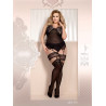 Bas opaque noir auto-fixants motif noir beige XL