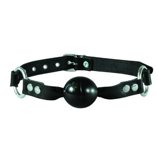 Collier baillon boule TPE noir et cuir