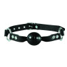 Collier baillon boule TPE noir et cuir