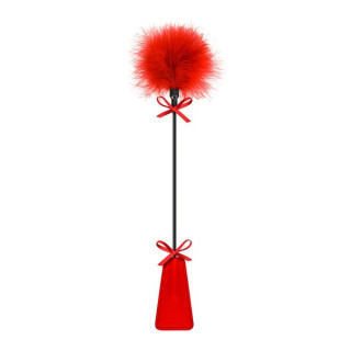 Mini-cravache et plume pompon rouge