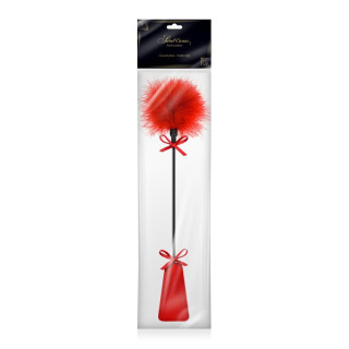 Mini-cravache et plume pompon rouge