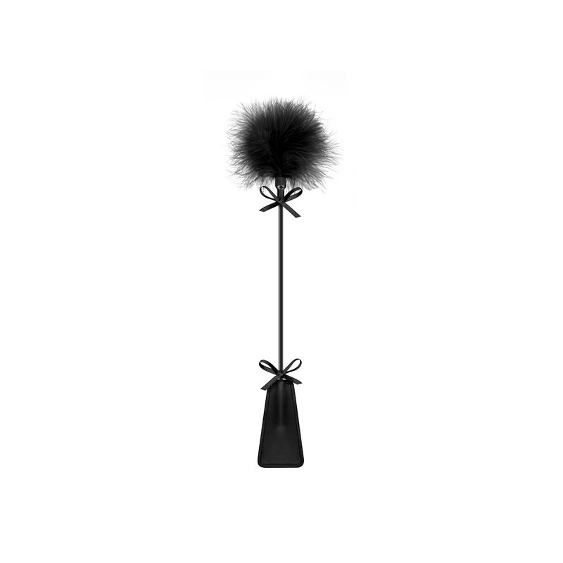 Mini-cravache et plume pompon noir
