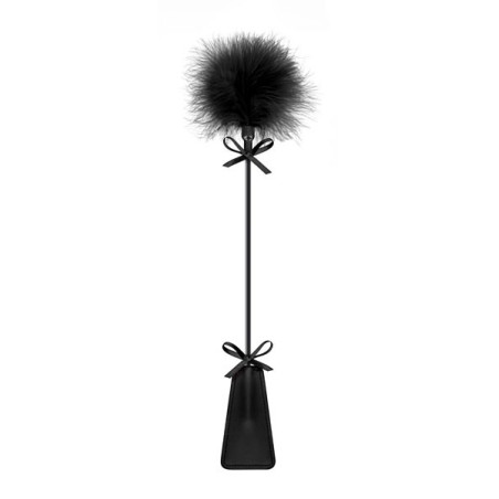 Mini-cravache et plume pompon noir
