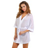 Kimono micro résille et satin blanc S-L