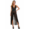 Robe longue wetlook voile corset L-XL de profil