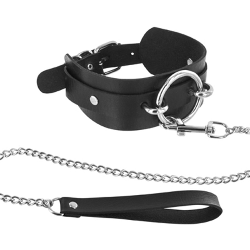 Collier Fetish grand anneau et laisse