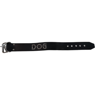 Collier cuir noir DOG