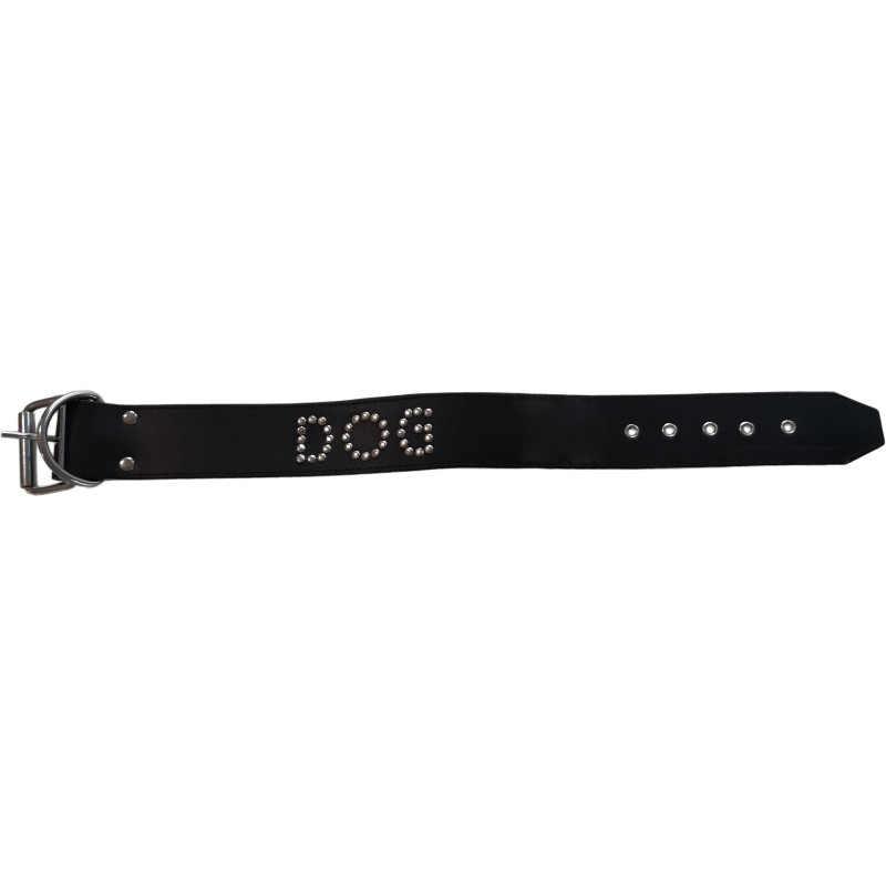 Collier cuir noir DOG