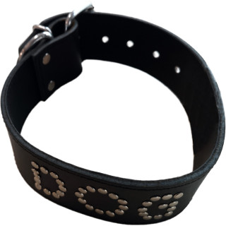Collier cuir noir DOG